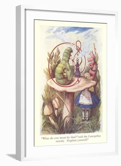 Alice in Wonderland, Caterpillar on Mushroom-null-Framed Art Print