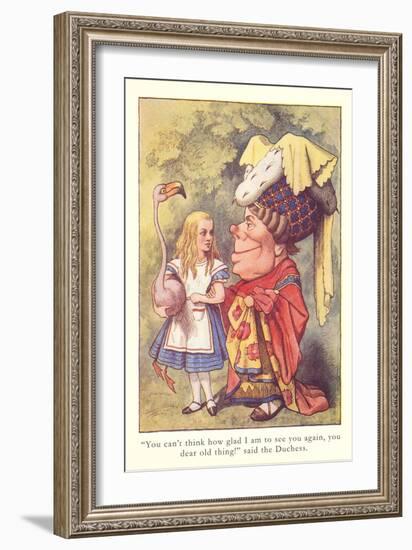 Alice in Wonderland, Duchess and Flamingo-null-Framed Art Print