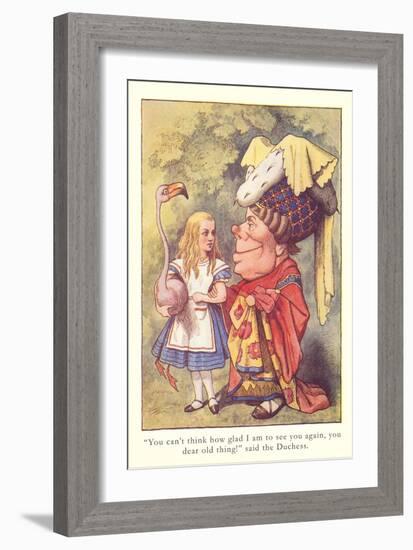 Alice in Wonderland, Duchess and Flamingo-null-Framed Art Print