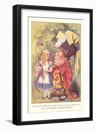 Alice in Wonderland, Duchess and Flamingo-null-Framed Art Print