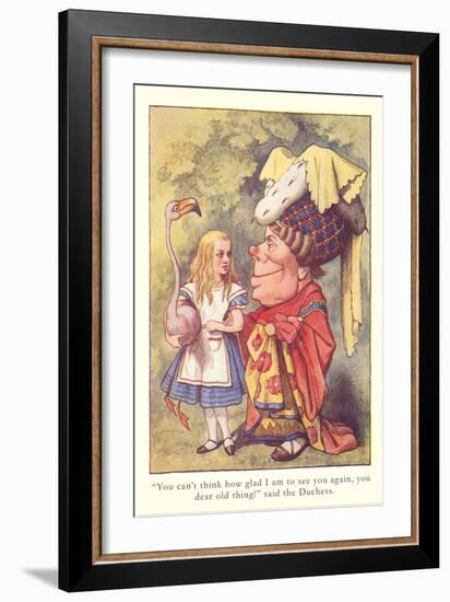 Alice in Wonderland, Duchess and Flamingo-null-Framed Art Print