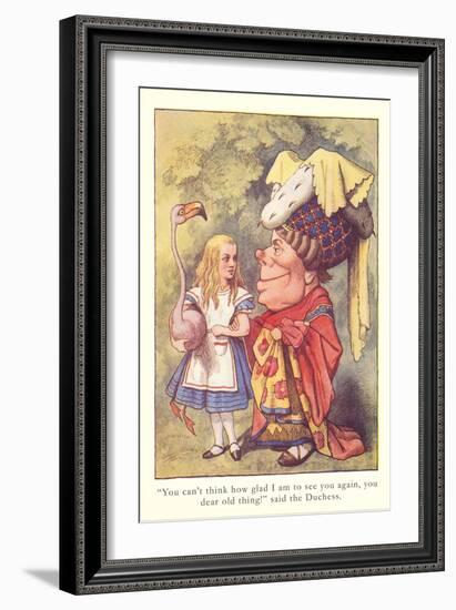 Alice in Wonderland, Duchess and Flamingo-null-Framed Art Print