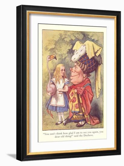 Alice in Wonderland, Duchess and Flamingo-null-Framed Art Print