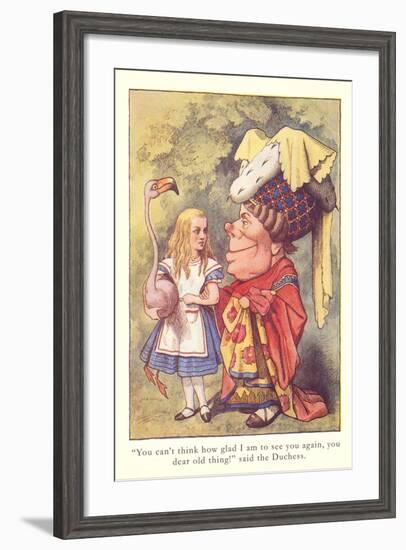 Alice in Wonderland, Duchess and Flamingo-null-Framed Art Print