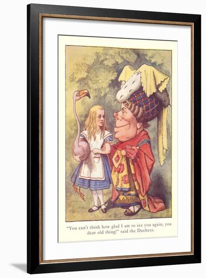 Alice in Wonderland, Duchess and Flamingo-null-Framed Art Print