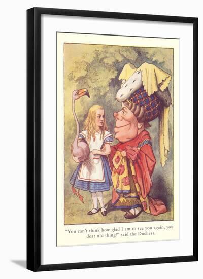 Alice in Wonderland, Duchess and Flamingo-null-Framed Art Print