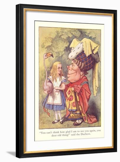 Alice in Wonderland, Duchess and Flamingo-null-Framed Art Print