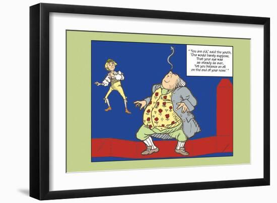 Alice in Wonderland: Father William Balances an Eel-John Tenniel-Framed Art Print