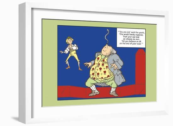 Alice in Wonderland: Father William Balances an Eel-John Tenniel-Framed Art Print