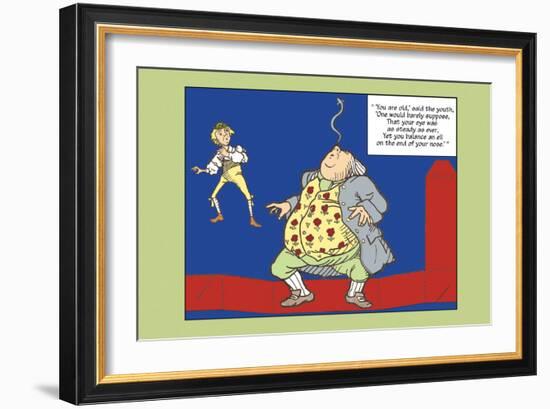 Alice in Wonderland: Father William Balances an Eel-John Tenniel-Framed Art Print