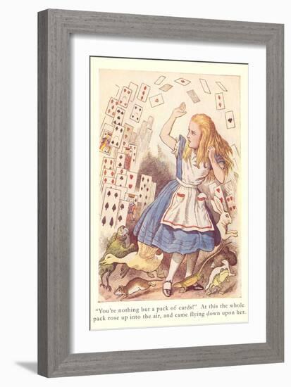 Alice in Wonderland, Flying Cards-null-Framed Art Print