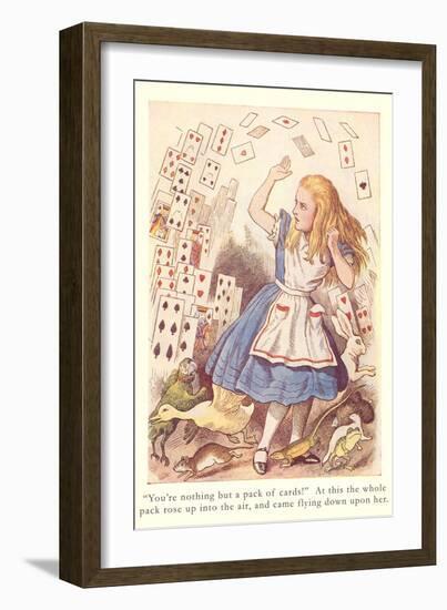 Alice in Wonderland, Flying Cards-null-Framed Art Print