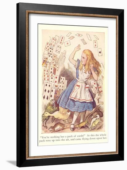 Alice in Wonderland, Flying Cards-null-Framed Art Print