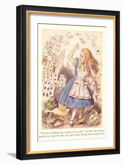 Alice in Wonderland, Flying Cards-null-Framed Art Print