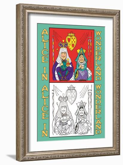 Alice in Wonderland: King and Queen of Hearts-John Tenniel-Framed Art Print