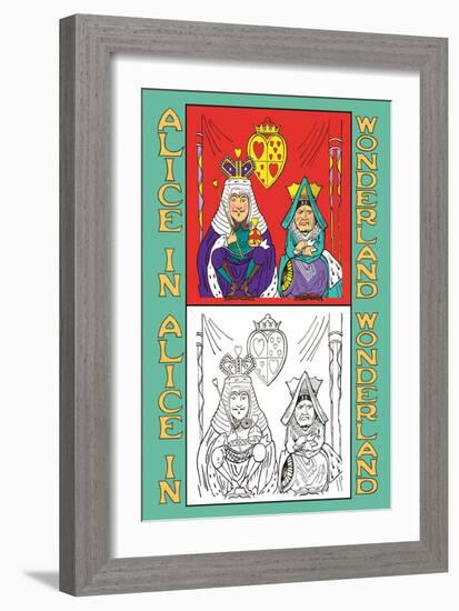 Alice in Wonderland: King and Queen of Hearts-John Tenniel-Framed Art Print