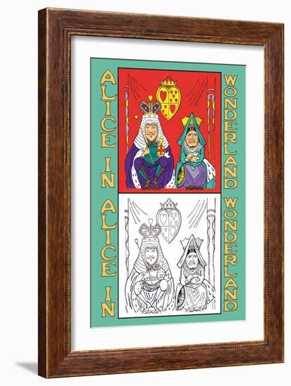 Alice in Wonderland: King and Queen of Hearts-John Tenniel-Framed Art Print