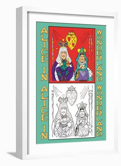 Alice in Wonderland: King and Queen of Hearts-John Tenniel-Framed Art Print