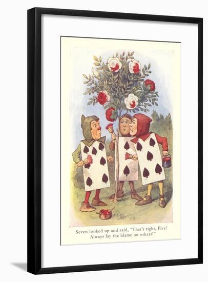 Alice in Wonderland, Painting Roses-null-Framed Art Print