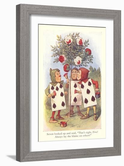 Alice in Wonderland, Painting Roses-null-Framed Art Print