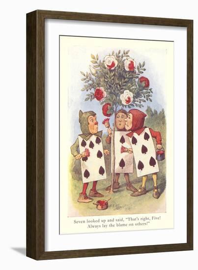 Alice in Wonderland, Painting Roses-null-Framed Art Print