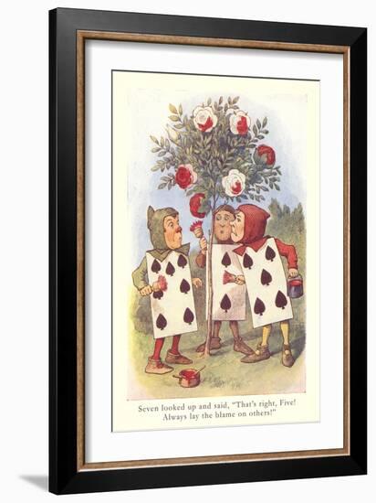 Alice in Wonderland, Painting Roses-null-Framed Art Print