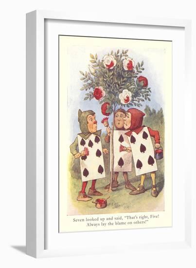 Alice in Wonderland, Painting Roses-null-Framed Art Print