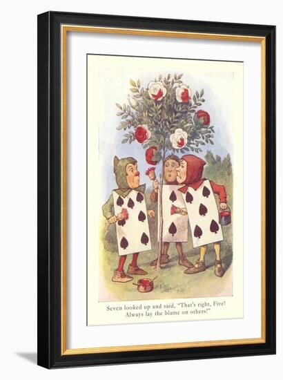 Alice in Wonderland, Painting Roses-null-Framed Art Print