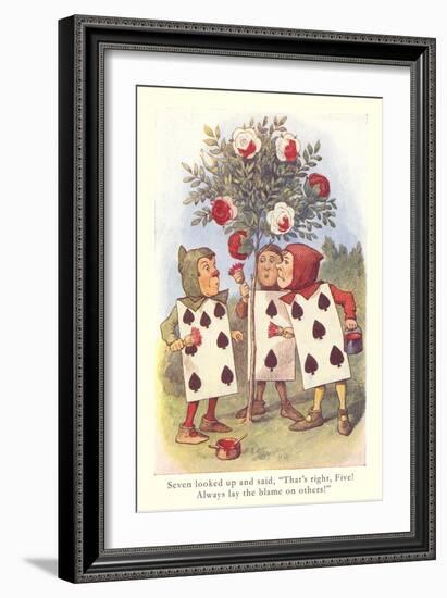 Alice in Wonderland, Painting Roses-null-Framed Premium Giclee Print