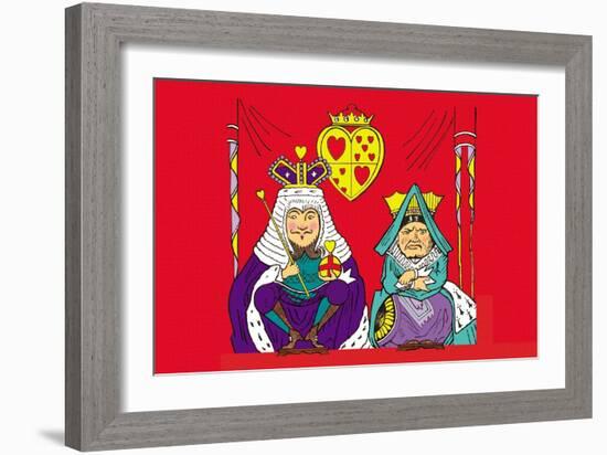 Alice in Wonderland: The King and Queen of Hearts-John Tenniel-Framed Art Print