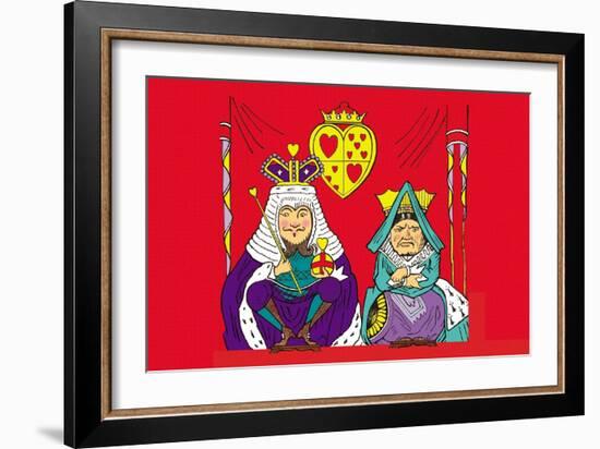 Alice in Wonderland: The King and Queen of Hearts-John Tenniel-Framed Art Print