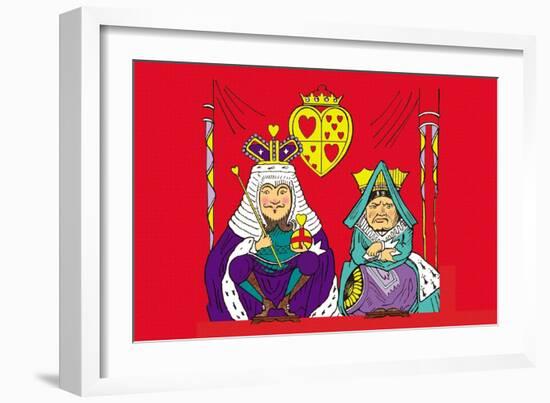 Alice in Wonderland: The King and Queen of Hearts-John Tenniel-Framed Art Print