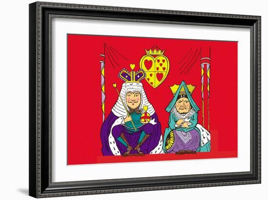 Alice in Wonderland: The King and Queen of Hearts-John Tenniel-Framed Art Print