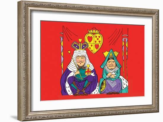 Alice in Wonderland: The King and Queen of Hearts-John Tenniel-Framed Art Print