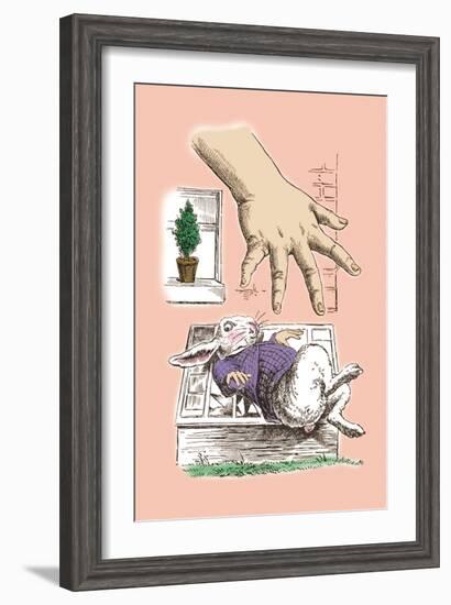 Alice in Wonderland: The White Rabbit and Alice's Big Hand-John Tenniel-Framed Art Print
