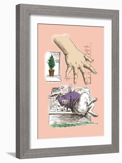 Alice in Wonderland: The White Rabbit and Alice's Big Hand-John Tenniel-Framed Art Print