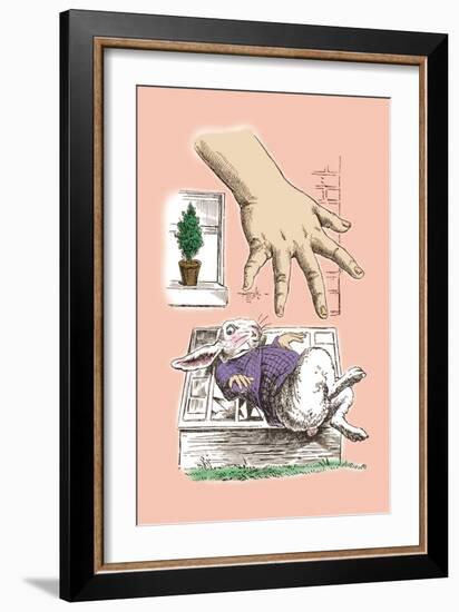 Alice in Wonderland: The White Rabbit and Alice's Big Hand-John Tenniel-Framed Art Print