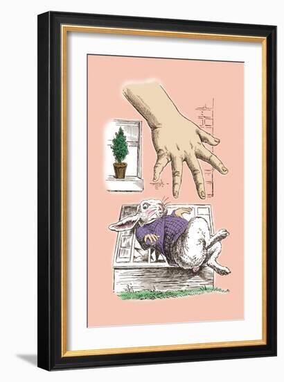 Alice in Wonderland: The White Rabbit and Alice's Big Hand-John Tenniel-Framed Art Print