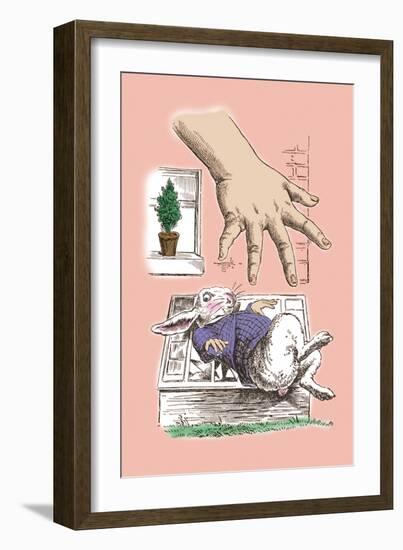 Alice in Wonderland: The White Rabbit and Alice's Big Hand-John Tenniel-Framed Art Print