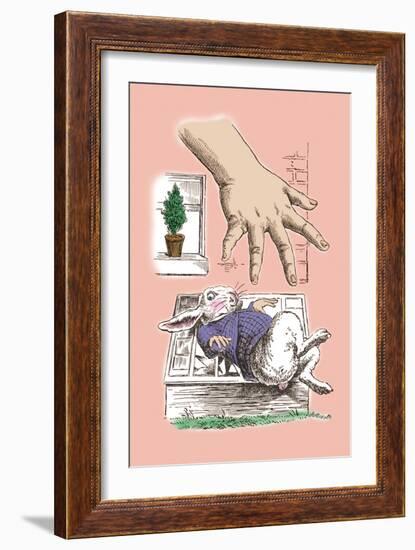 Alice in Wonderland: The White Rabbit and Alice's Big Hand-John Tenniel-Framed Art Print