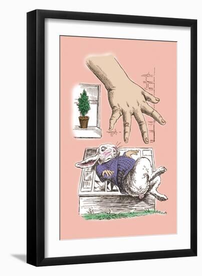 Alice in Wonderland: The White Rabbit and Alice's Big Hand-John Tenniel-Framed Art Print