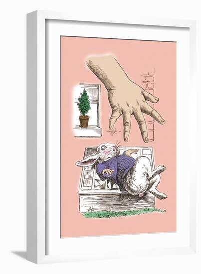 Alice in Wonderland: The White Rabbit and Alice's Big Hand-John Tenniel-Framed Art Print