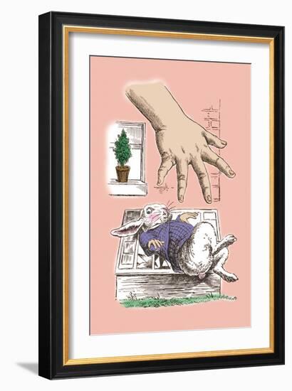 Alice in Wonderland: The White Rabbit and Alice's Big Hand-John Tenniel-Framed Art Print