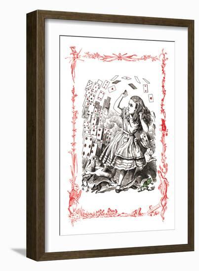 Alice in Wonderland: You're Nothing But a Pack of Cards!-John Tenniel-Framed Art Print