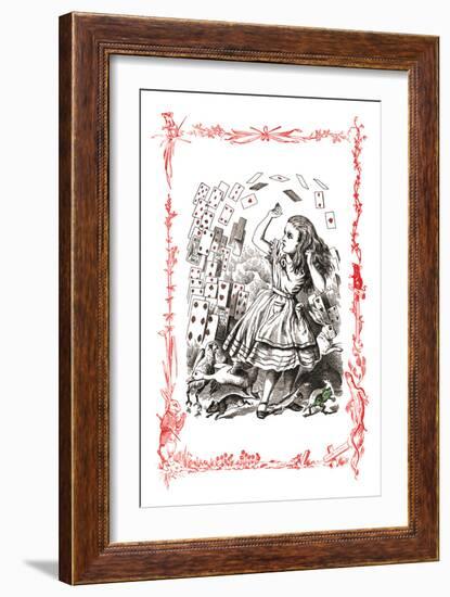 Alice in Wonderland: You're Nothing But a Pack of Cards!-John Tenniel-Framed Art Print