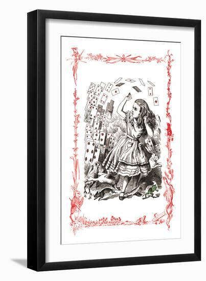 Alice in Wonderland: You're Nothing But a Pack of Cards!-John Tenniel-Framed Art Print