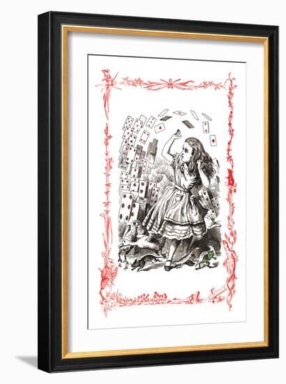 Alice in Wonderland: You're Nothing But a Pack of Cards!-John Tenniel-Framed Art Print