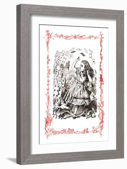 Alice in Wonderland: You're Nothing But a Pack of Cards!-John Tenniel-Framed Art Print