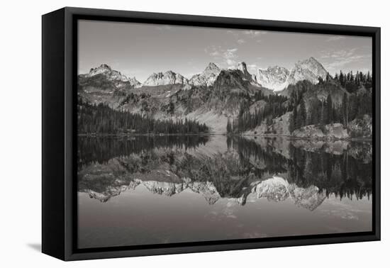 Alice Lake Sawtooth Mountains Idaho BW-Alan Majchrowicz-Framed Premier Image Canvas
