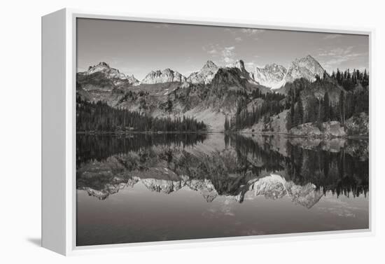 Alice Lake Sawtooth Mountains Idaho BW-Alan Majchrowicz-Framed Premier Image Canvas